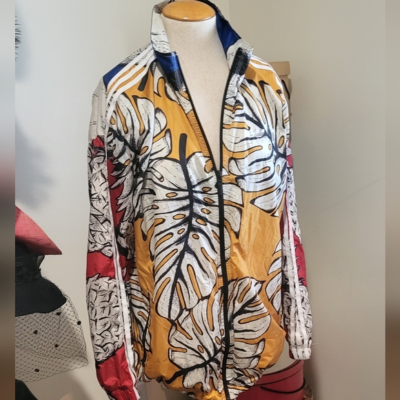 Colorful Adidas X Farm Palm Print Three Stripes Windbreaker Jacket - Picture 5 of 5